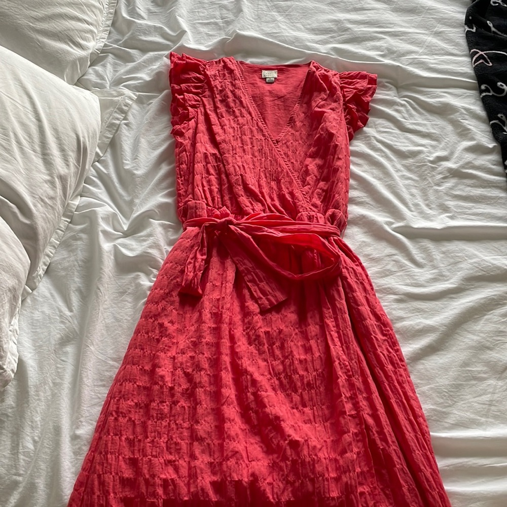 Pink wrap midi dress